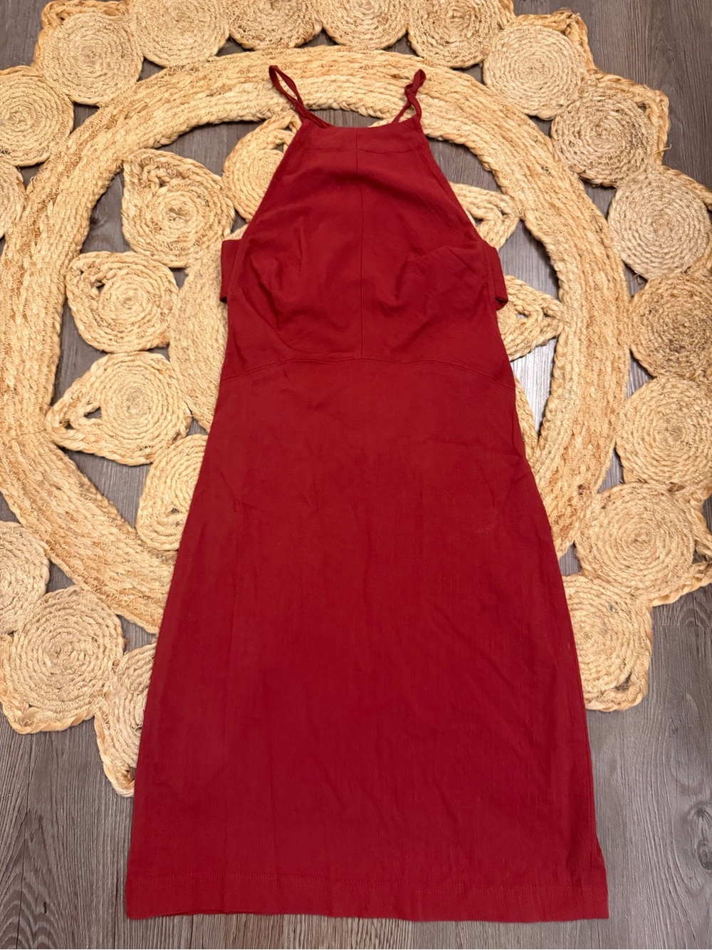 Free People Sleeveless Halter Midi Dress in Burgundy